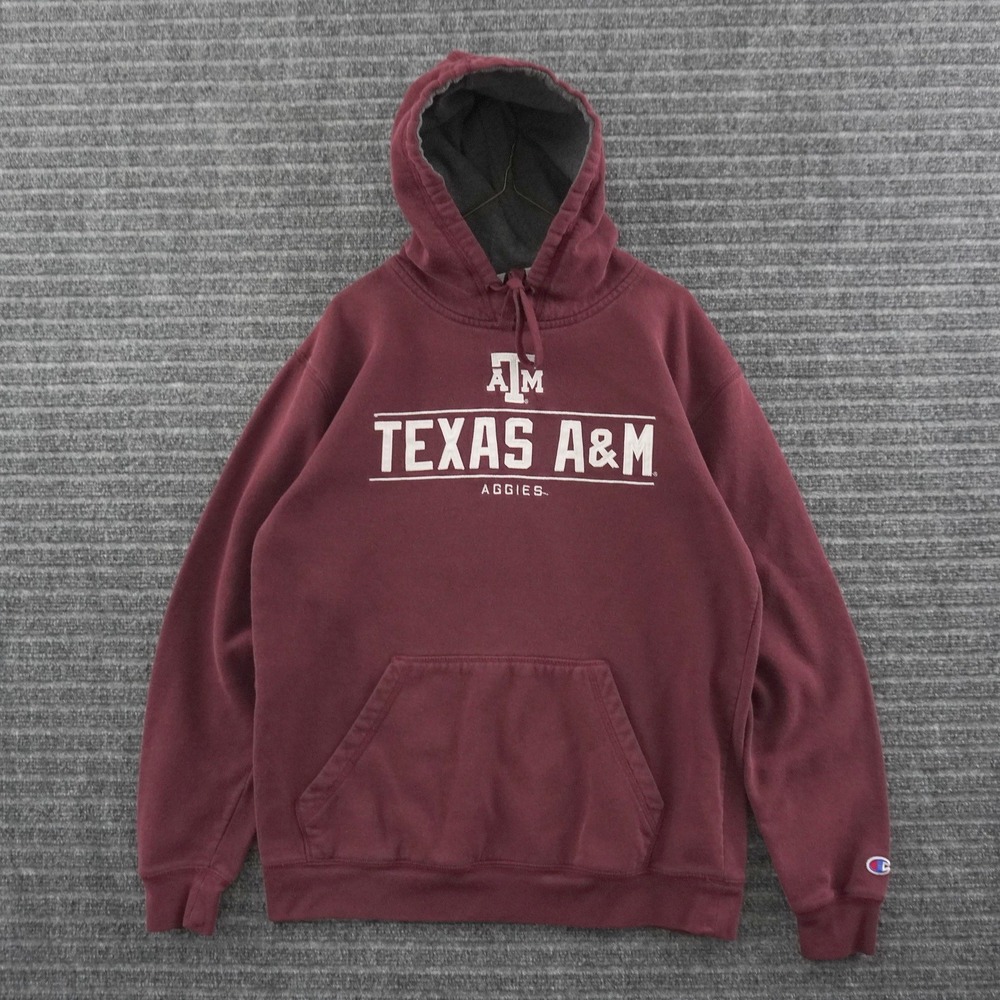 Champion Texas A&M Aggies Hoodie Mens Medium Maroon Embroidered Logo Pullover